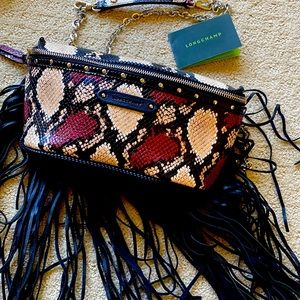 Longchamp calfskin purse with python pattern new